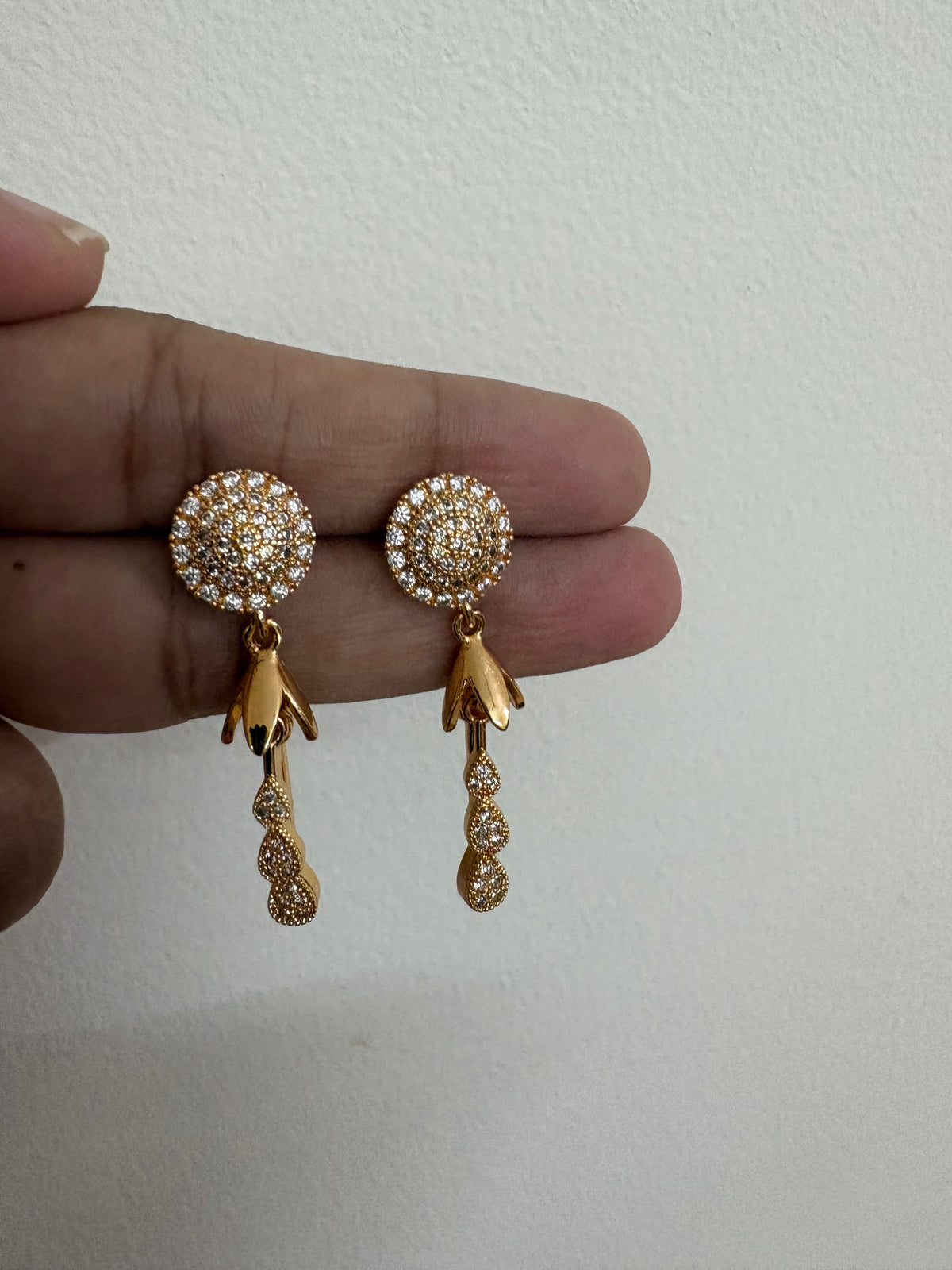 Golden Sparkle Teardrop Drop Earrings