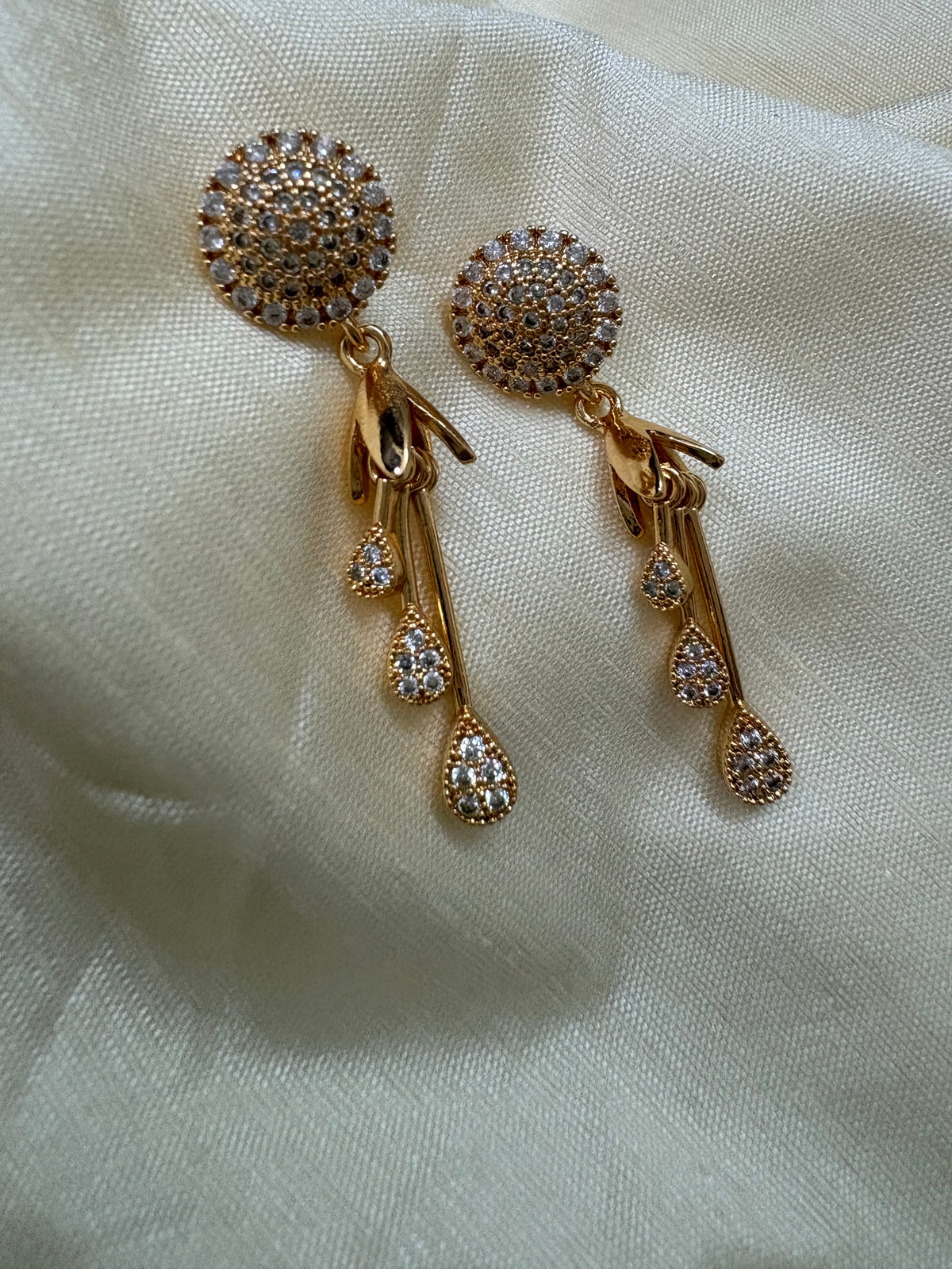 Golden Sparkle Teardrop Drop Earrings