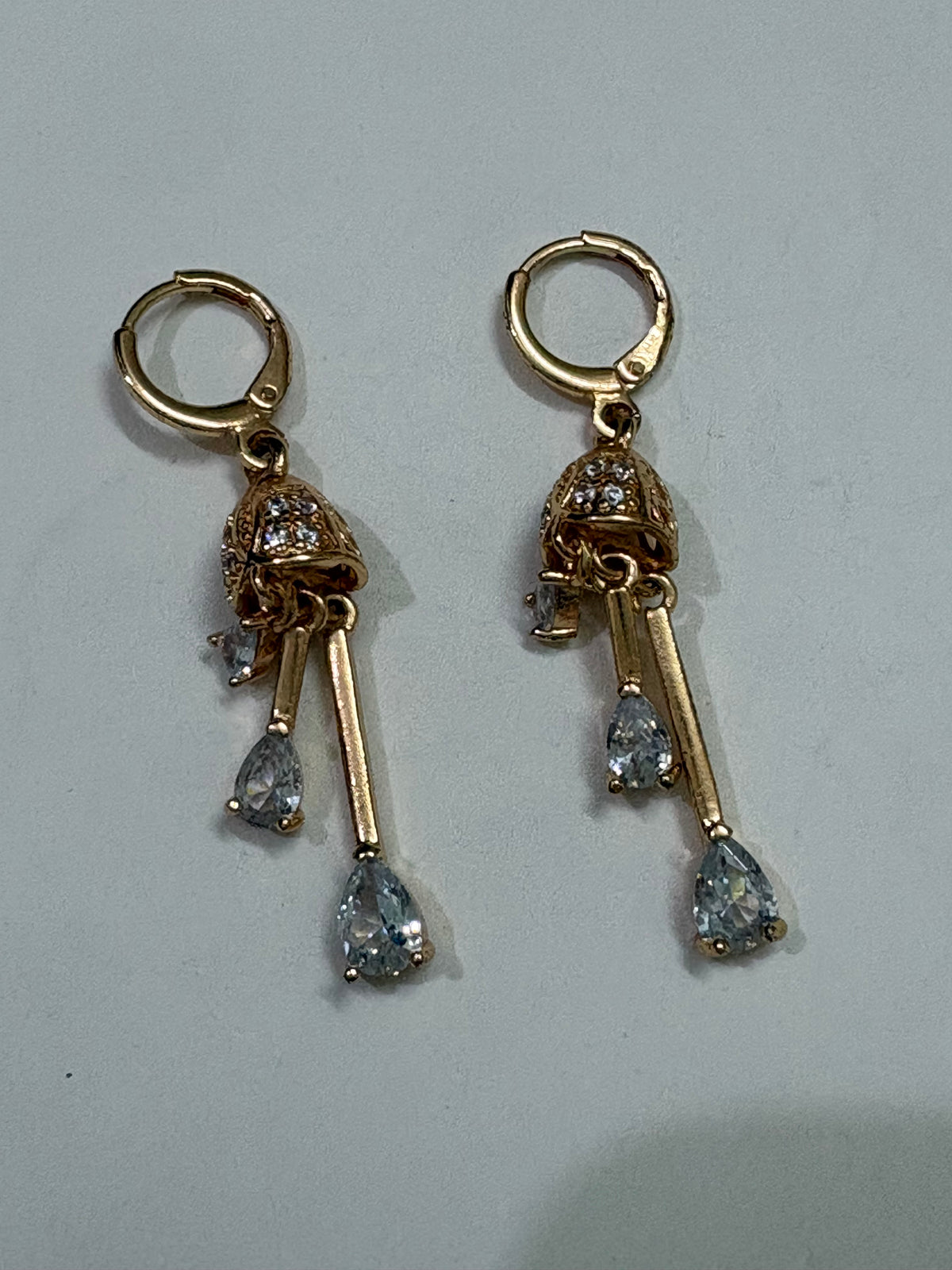 Gold-Tone Crystal Teardrop Drop Earrings