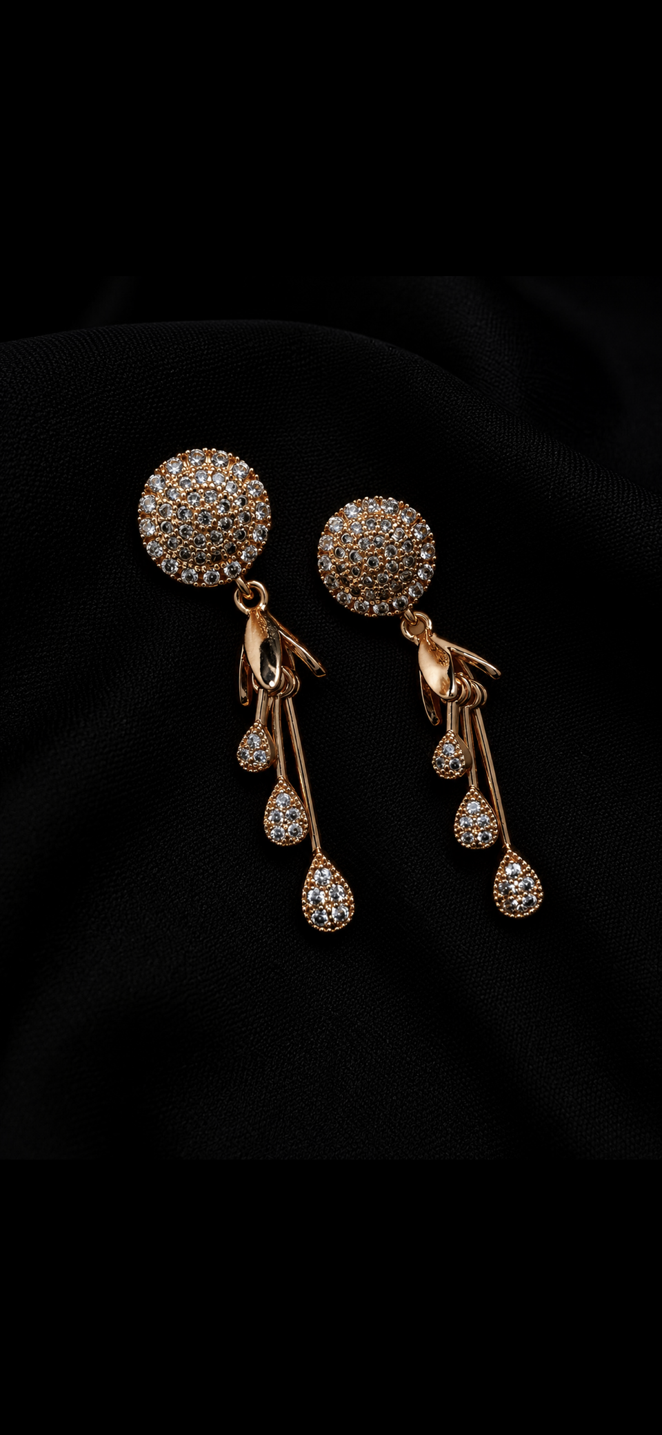 Golden Sparkle Teardrop Drop Earrings