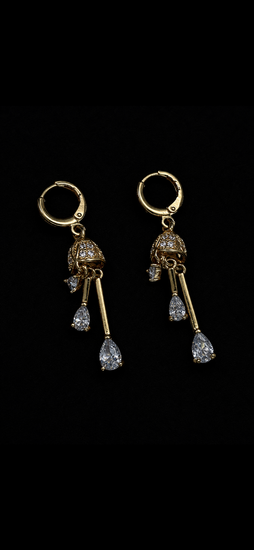 Gold-Tone Crystal Teardrop Drop Earrings