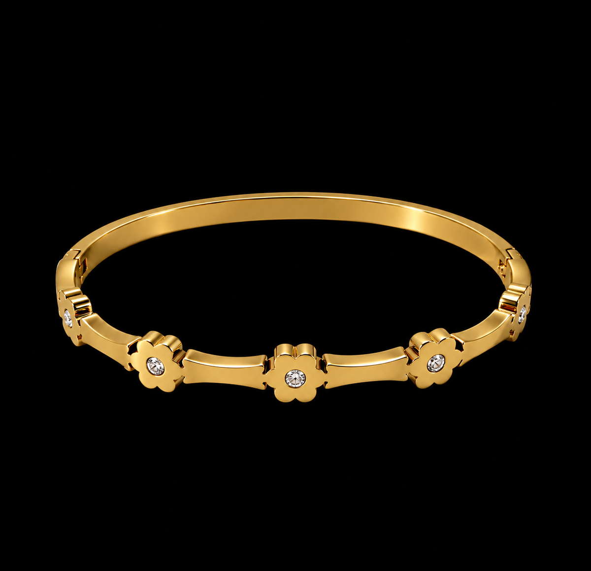 Floral Crystal Bracelet – Elegant Gold-Tone Bracelet