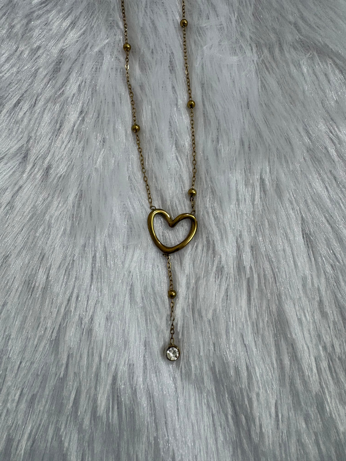 Heart Y-Drop Necklace – Gold-Tone Layered Pendant Necklace