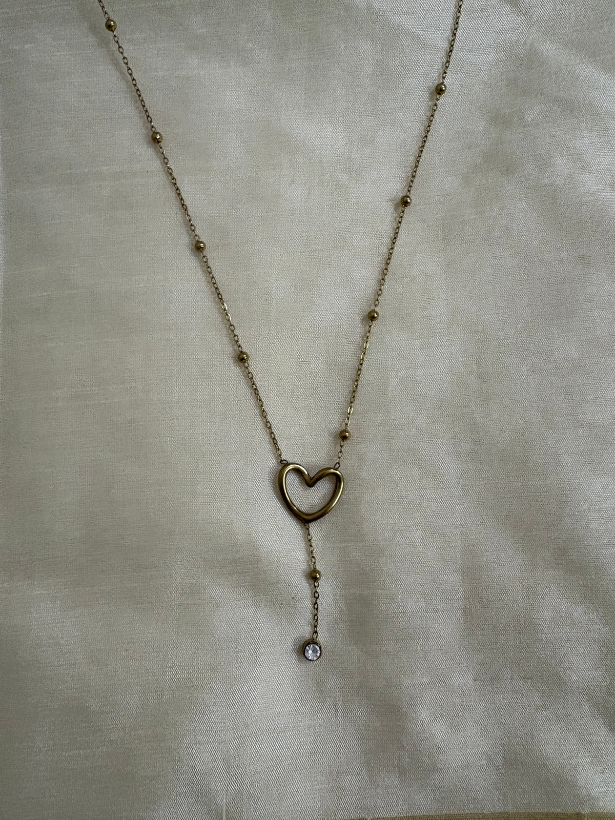 Heart Y-Drop Necklace – Gold-Tone Layered Pendant Necklace