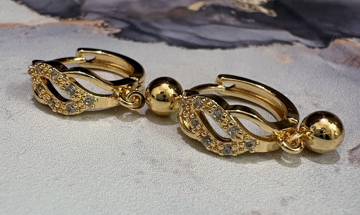 Gold-Tone Crystal Intertwined Hoop Earrings