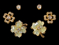 Pale Green Floral Sparkle Earrings Set