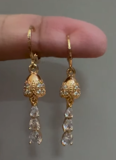 Gold-Tone Crystal Teardrop Drop Earrings