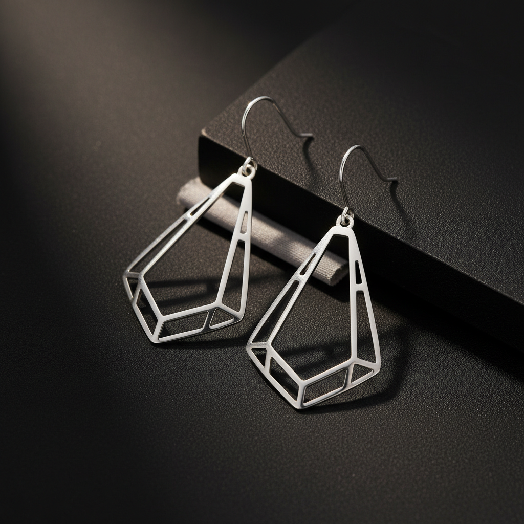 YOBHANI Geometric Drop Earrings — minimal anti-tarnish silver teardrop earrings