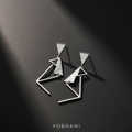 YOBHANI Geometric Drop Earrings — anti-tarnish silver