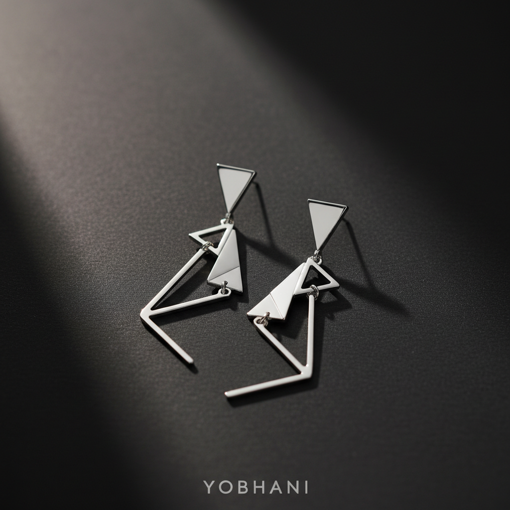 YOBHANI Geometric Drop Earrings — anti-tarnish silver