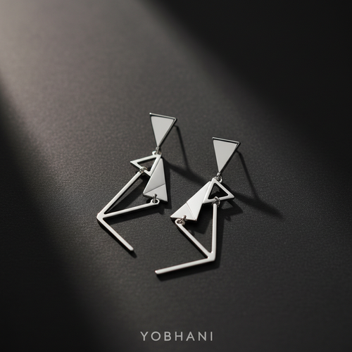 YOBHANI Geometric Drop Earrings — anti-tarnish silver